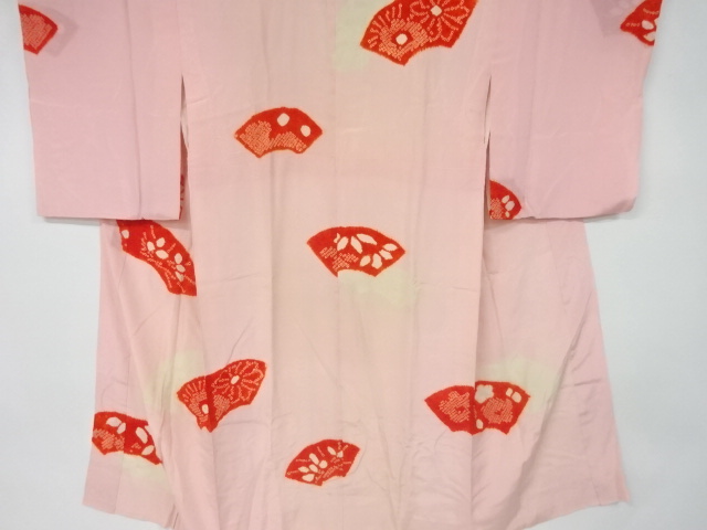 アンティーク　錦紗絞り地紙に花模様長襦袢